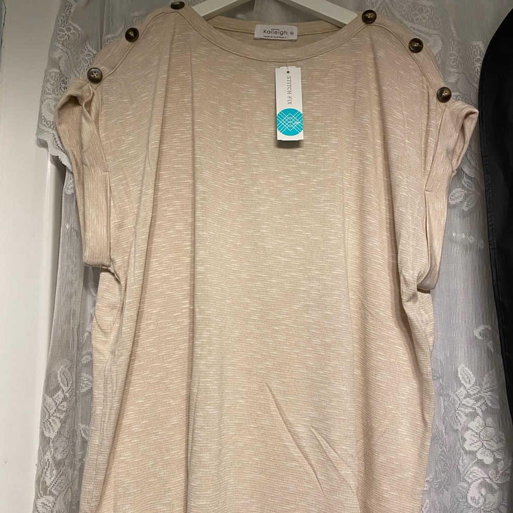 Kaileigh Mercy button sleeve detail knit top